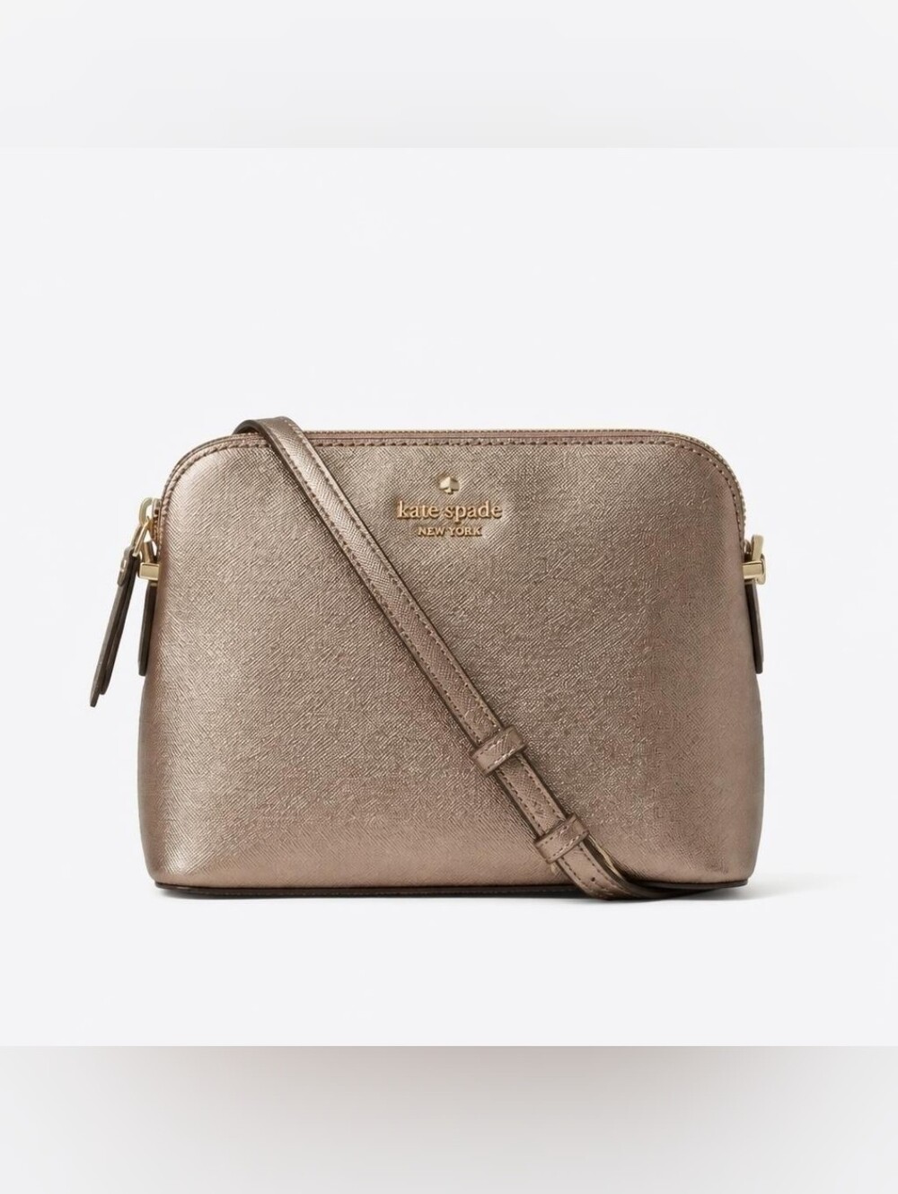 kate spade Saffiano Leather Rose Gold Metallic Crossbody Bag